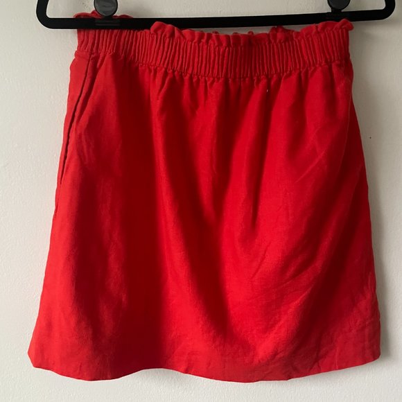 J. Crew Pull On Linen Paperbag Skirt | Red | 4 - Picture 3 of 3
